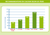 Recommandations en calcium selon les âges